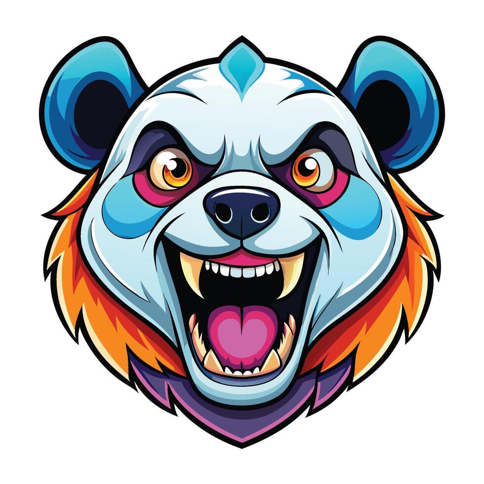 a cartoon panda bear head with its mouth open vector