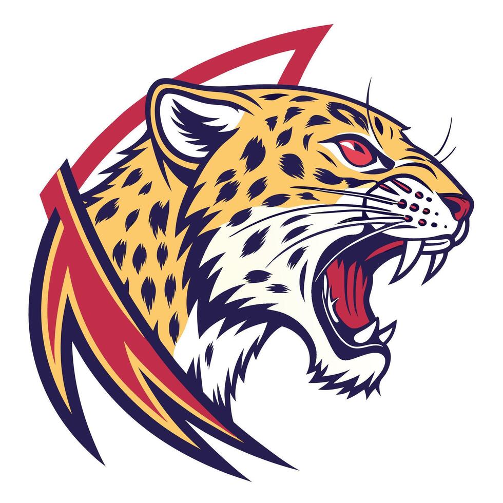 the jaguar head is shown in a cartoon style vector