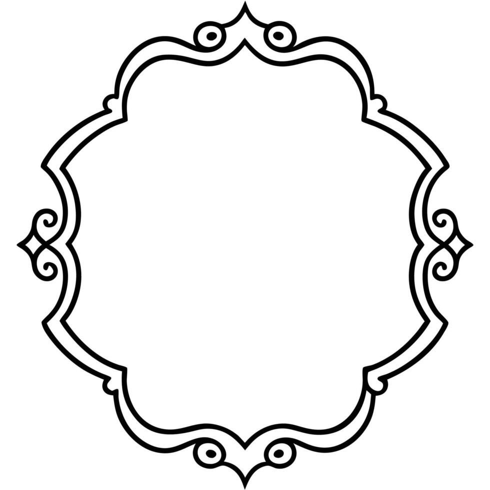 a black and white drawing of a frame with a scroll vector