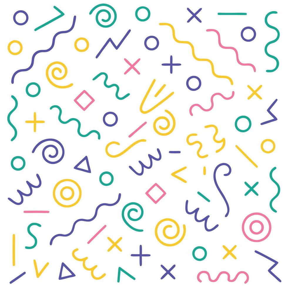 a colorful pattern with various shapes and lines vector