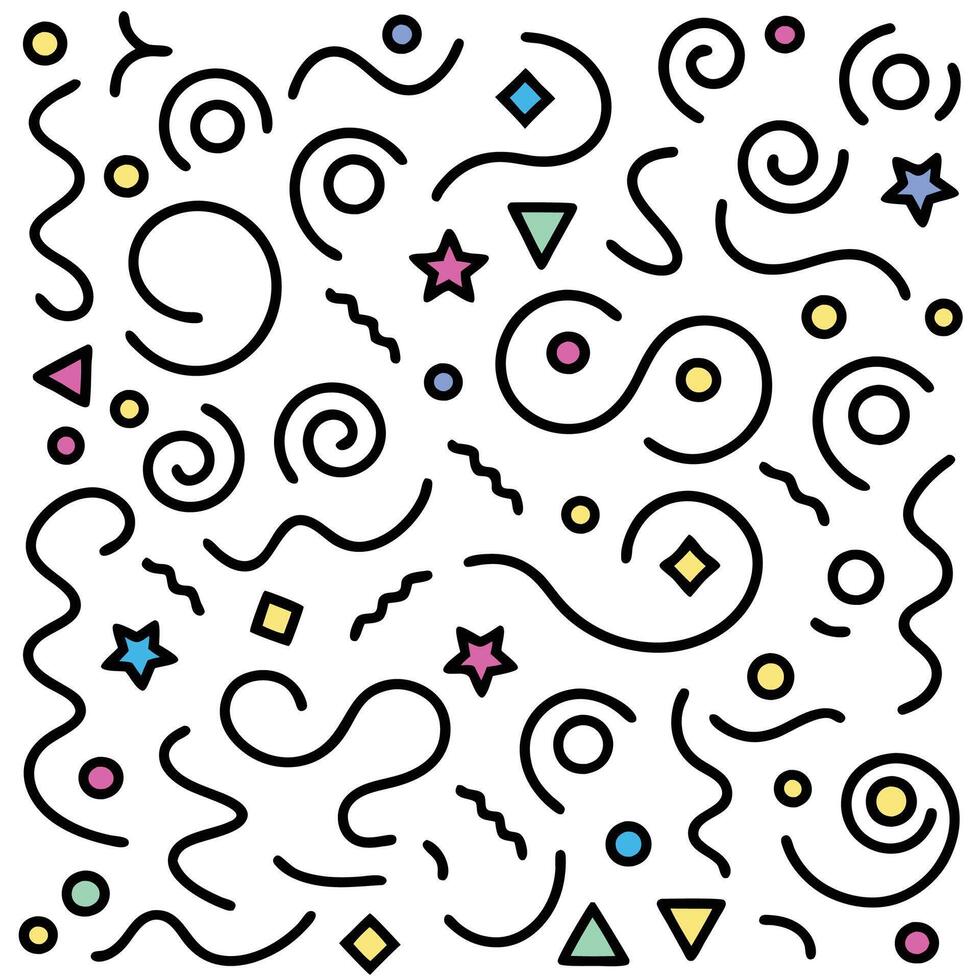a pattern of colorful shapes and stars vector