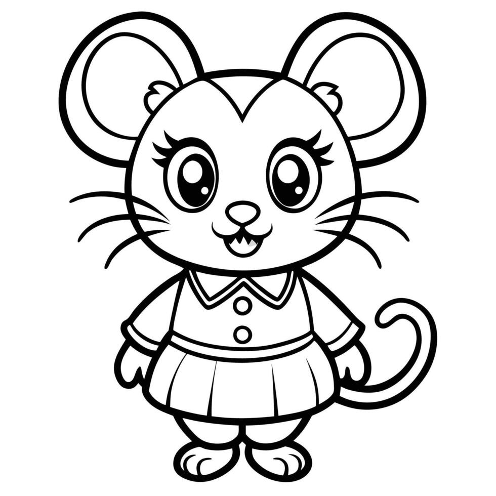 mouse coloring pages for kids vector
