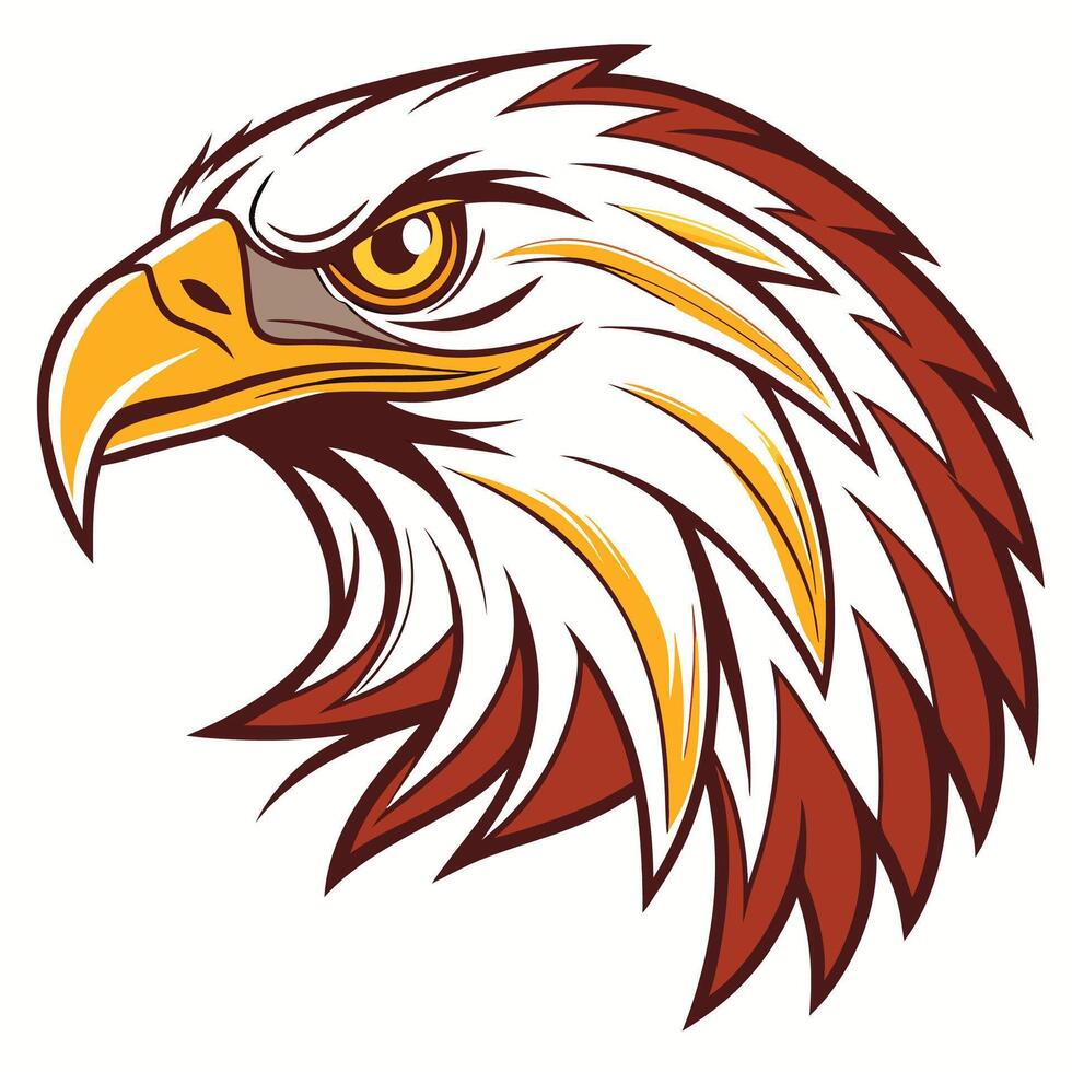an eagle head with a red and white feather vector