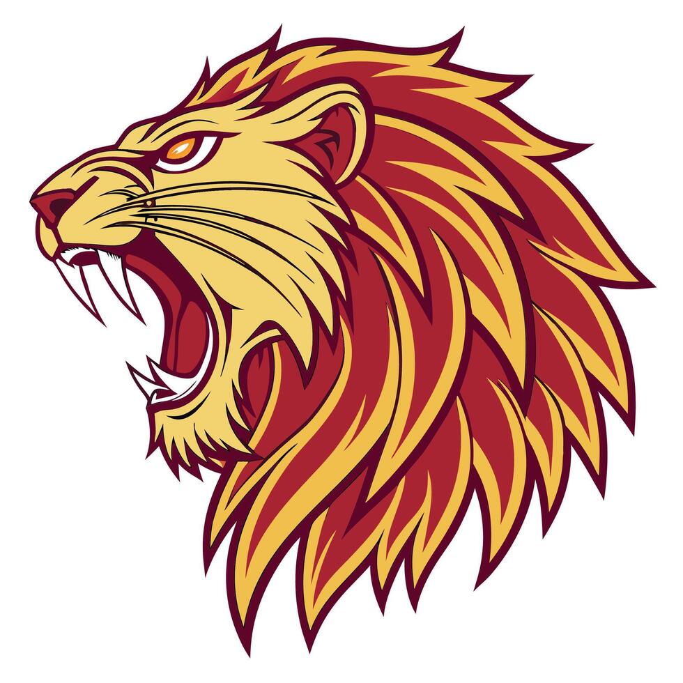 lion head with open mouth on a white background vector