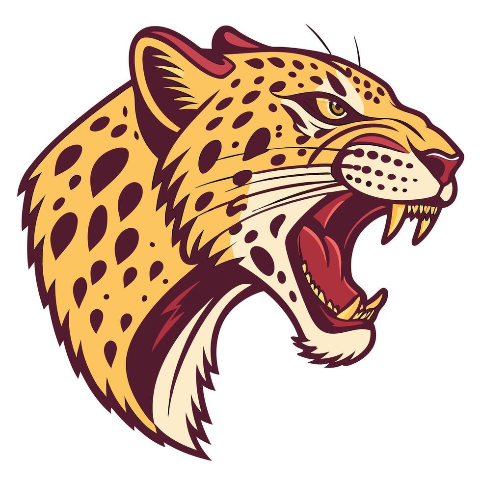 the head of a jaguar is shown with its mouth open vector