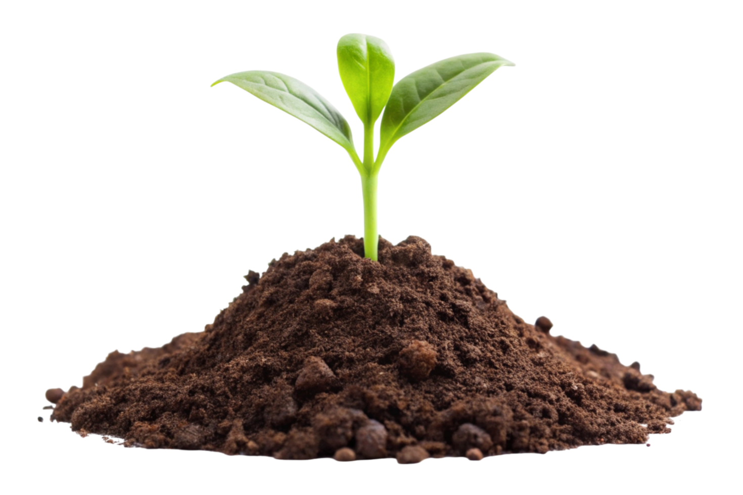 Close-up of young plant growing from earth, embodying concepts of sustainability, agriculture, and organic growth. png