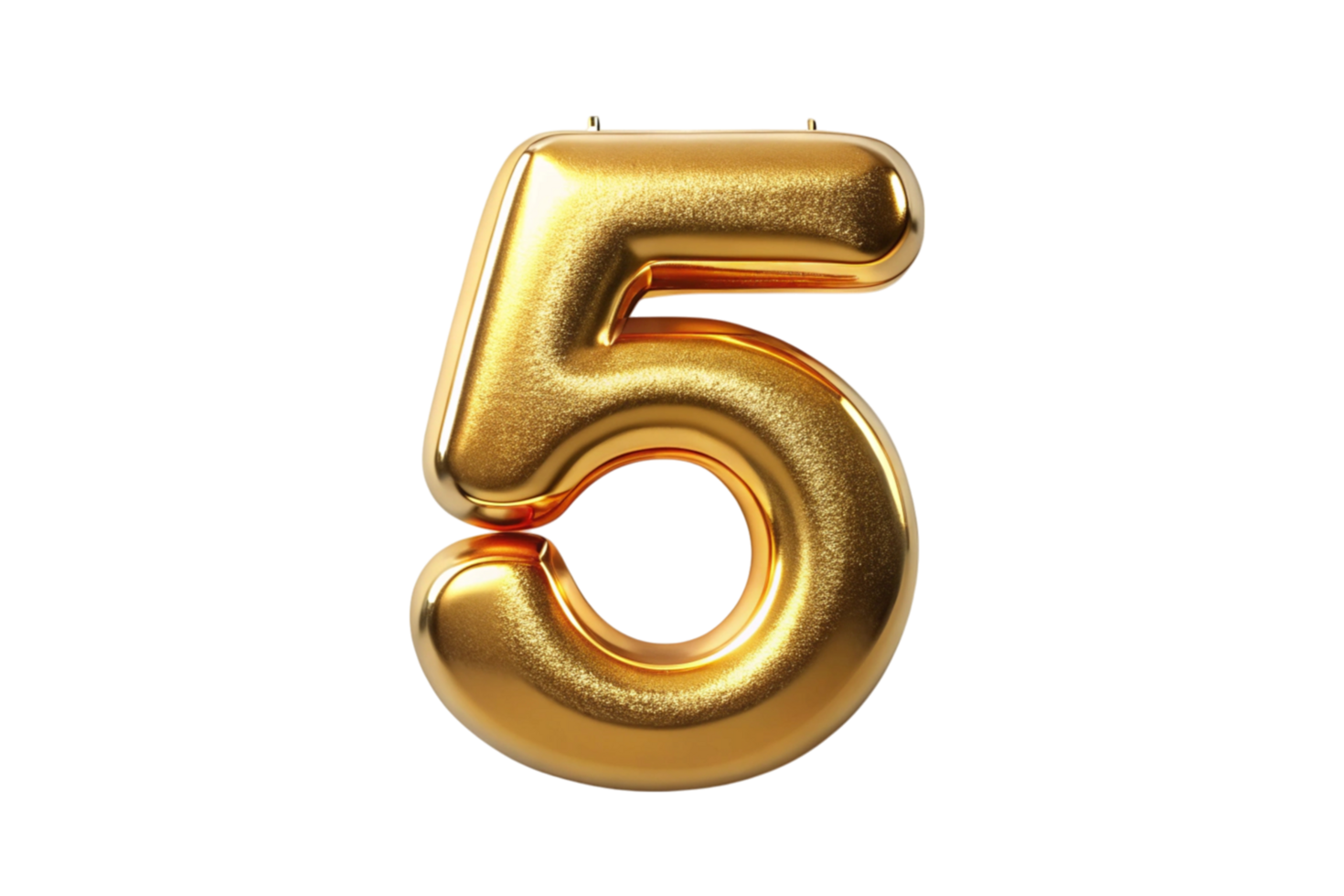 Shiny gold balloon shaped as the number 5 with realistic texture, perfect for birthdays, celebrations, or events. png
