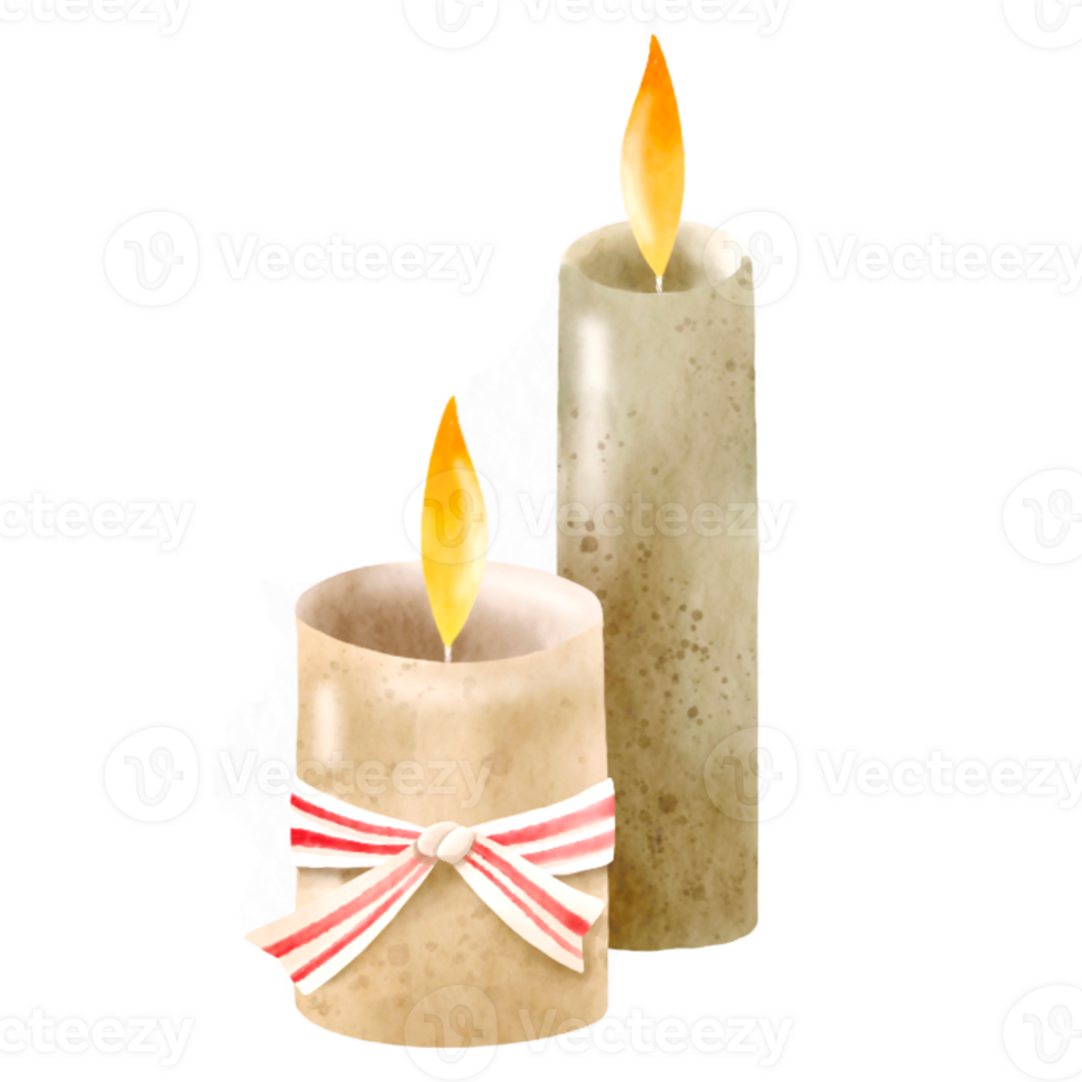 Watercolor hand drawn Wax Candles isolated. png