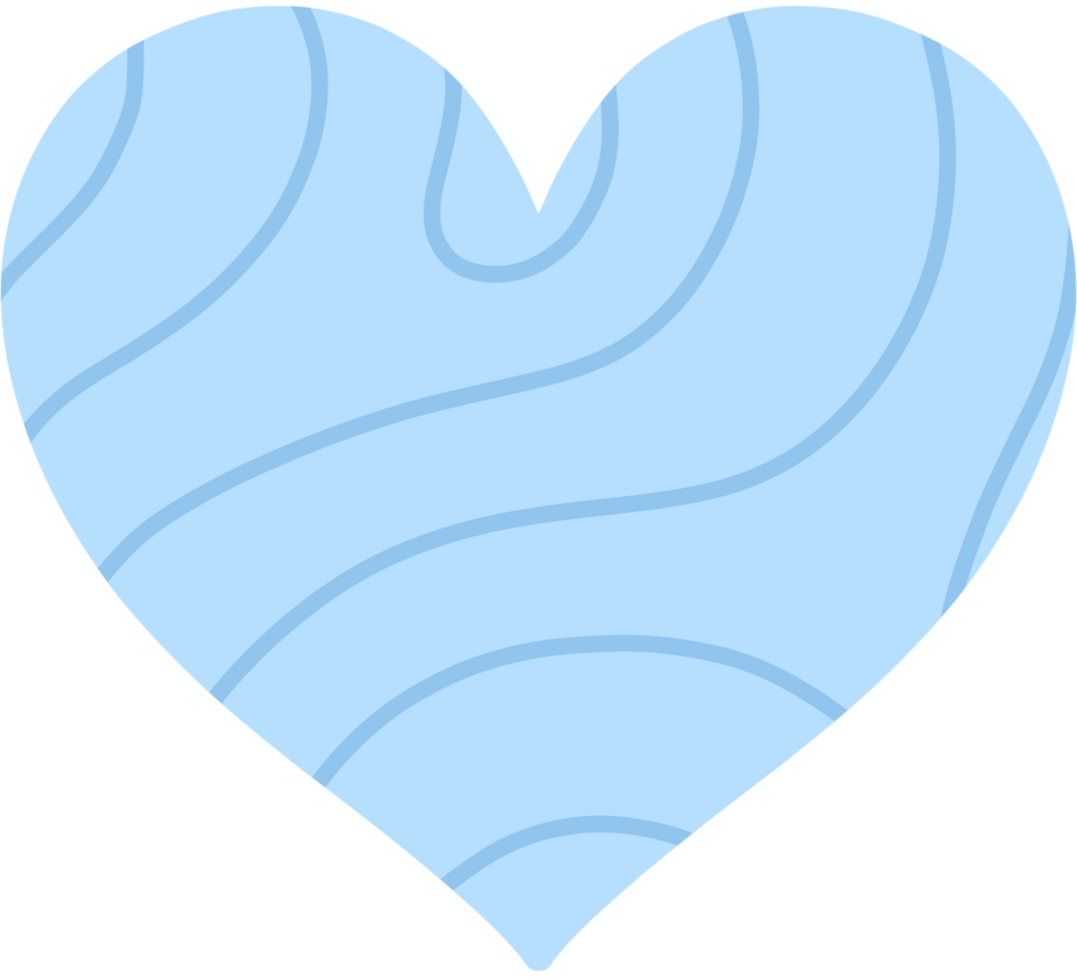 Pastel blue heart shaped with white swirl line png