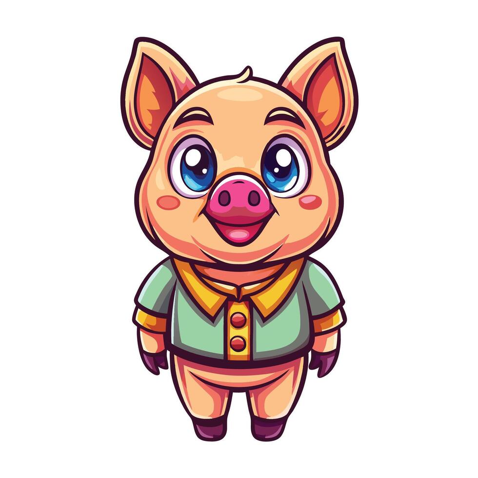 cartoon pig in a shirt and tie vector