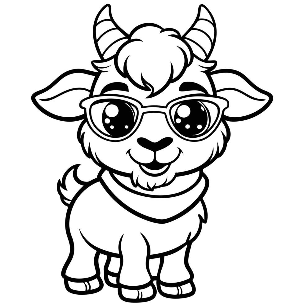 a cartoon goat wearing glasses and a bandana vector