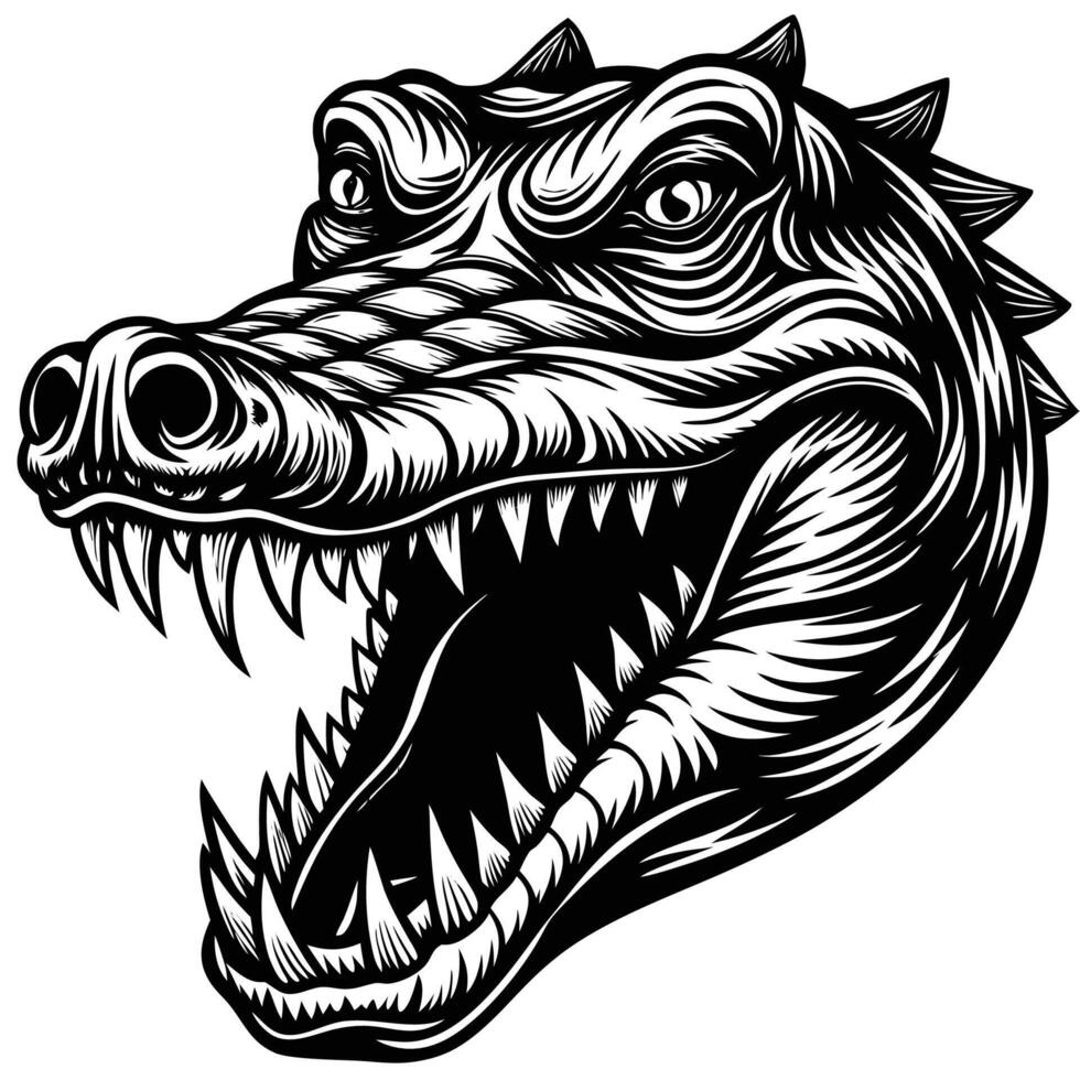a crocodile head with its mouth open and teeth showing vector