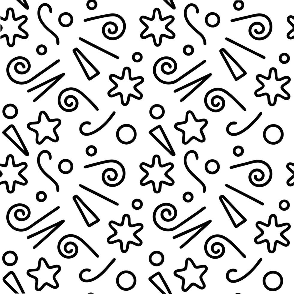 a black and white pattern with stars and other shapes vector