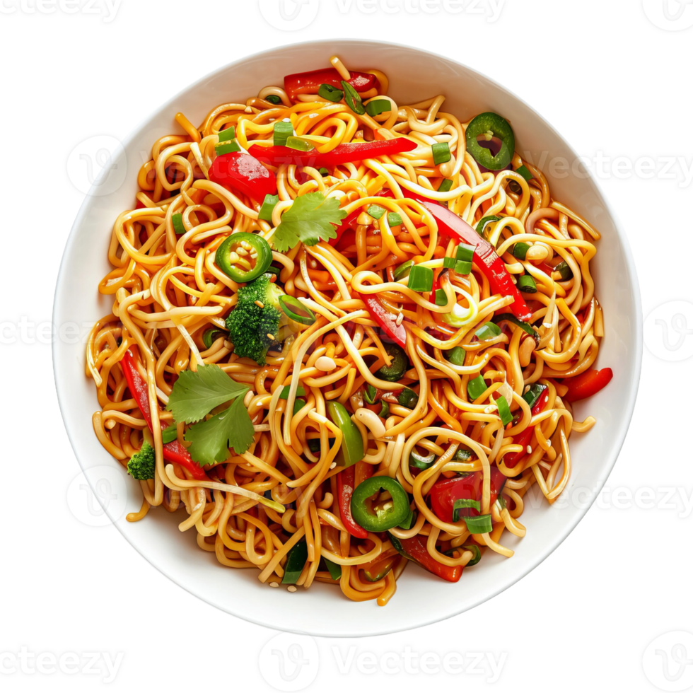 Delicious Cold sesame noodles with veggies Isolated On White Background png