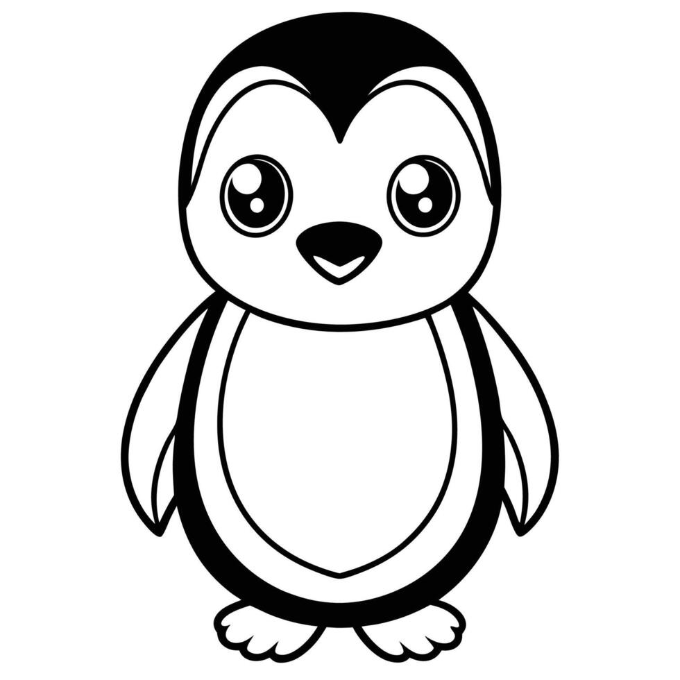 penguin coloring pages for kids vector
