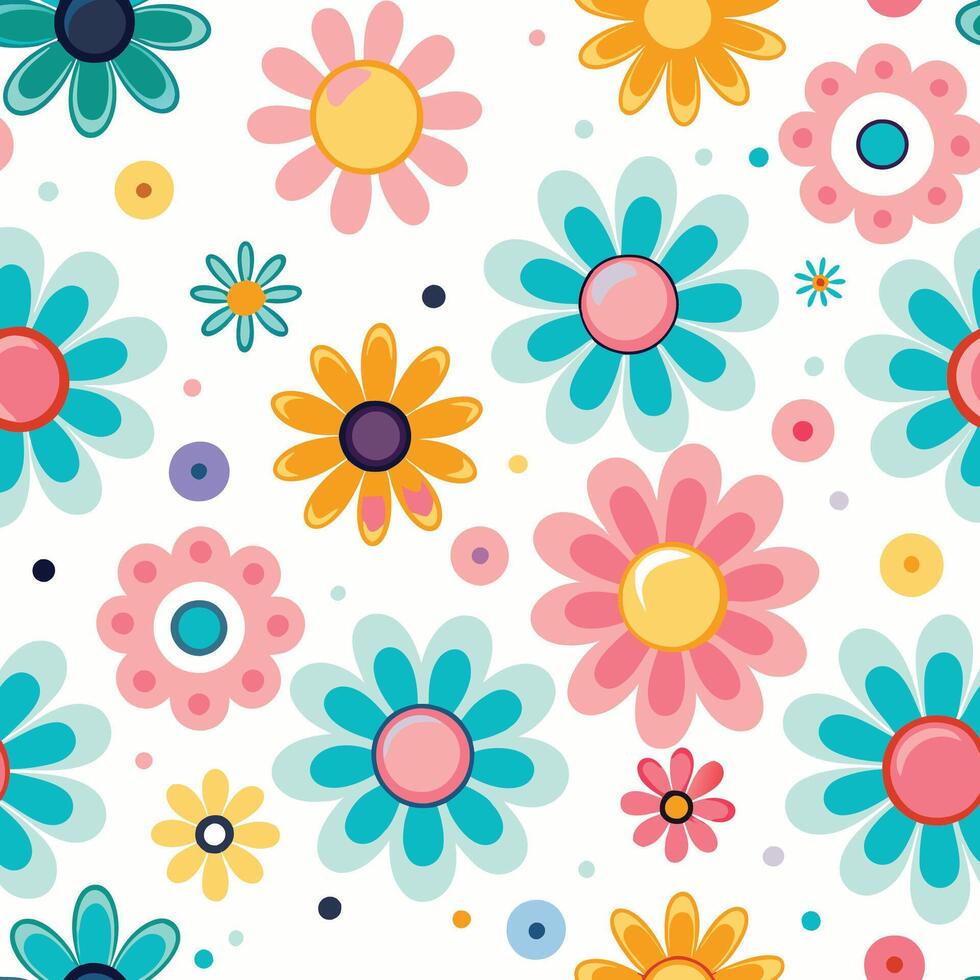 a colorful pattern with flowers on a white background vector