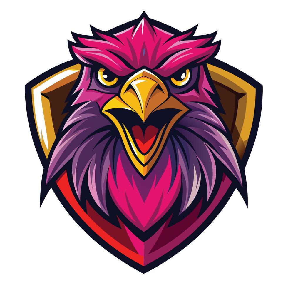 an angry eagle head on a shield vector
