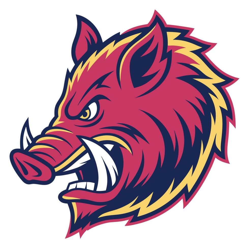 the head of a wild boar is shown in a cartoon style vector