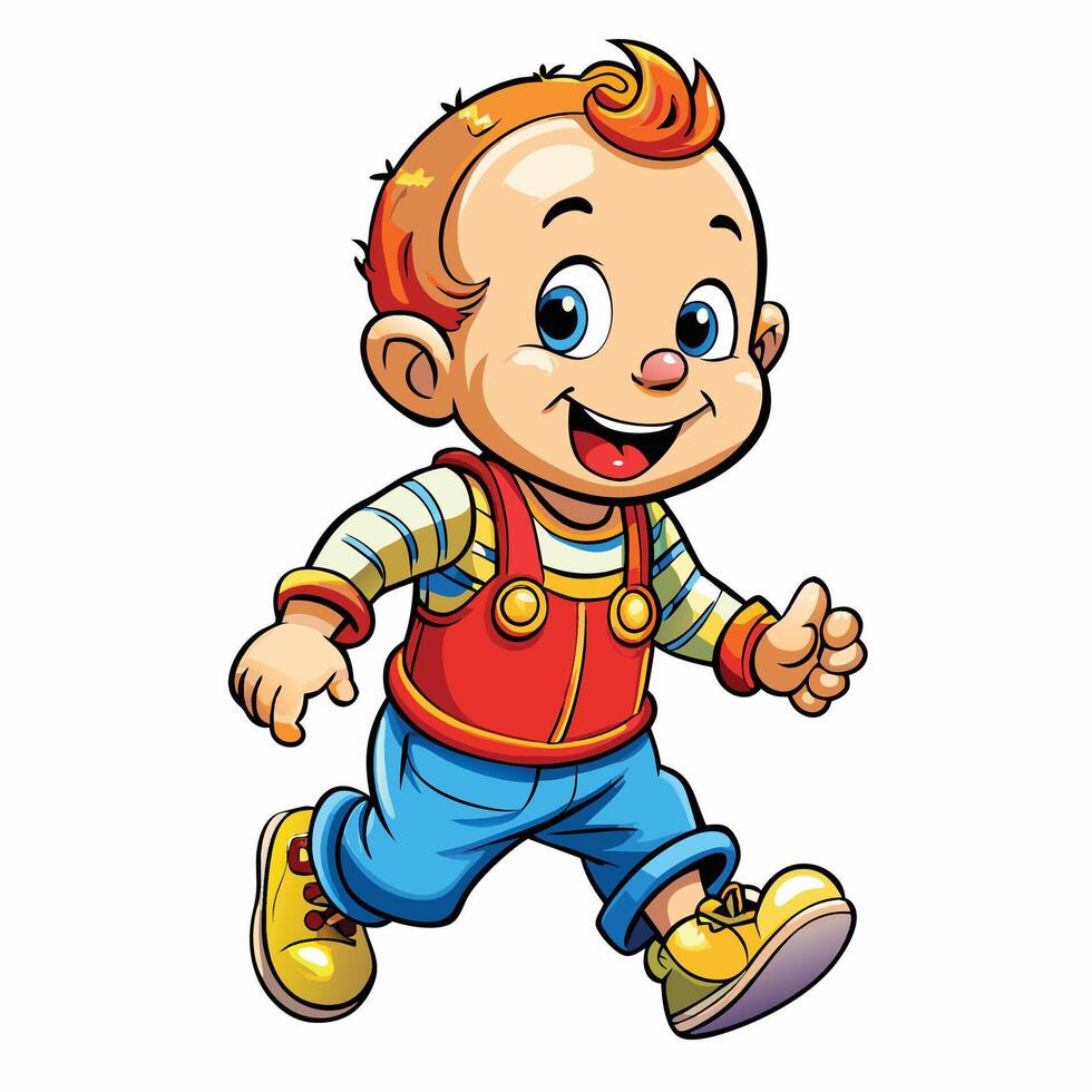cartoon boy running illustration vector
