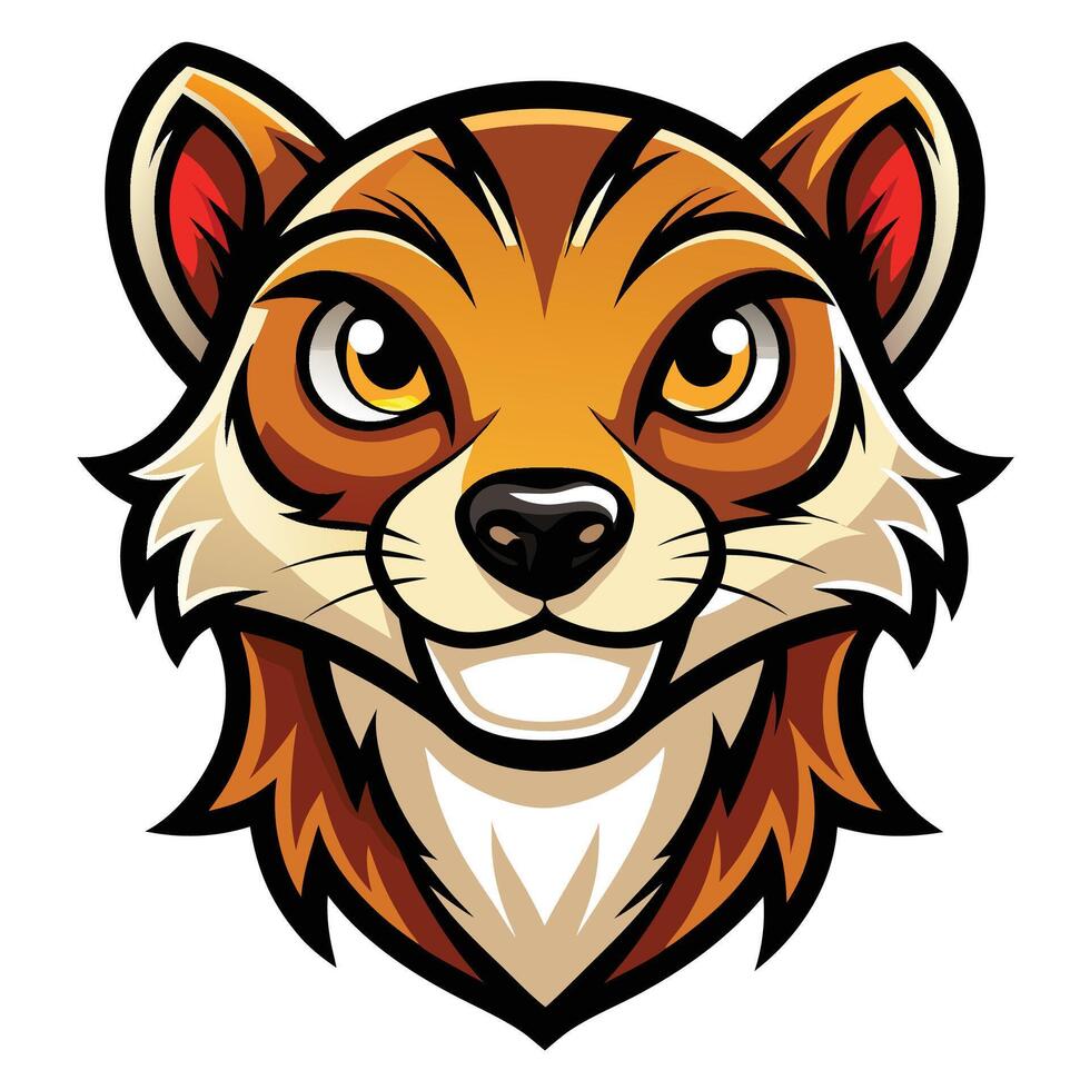 a cartoon head of a brown and white fox vector
