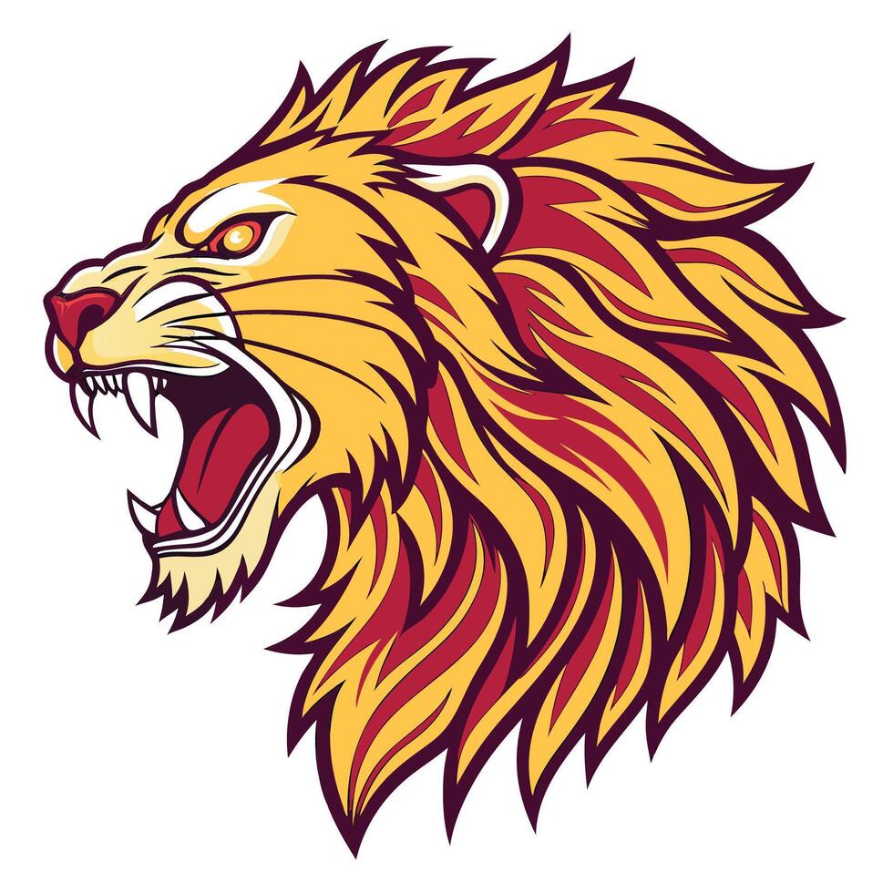 lion head with open mouth on a white background vector
