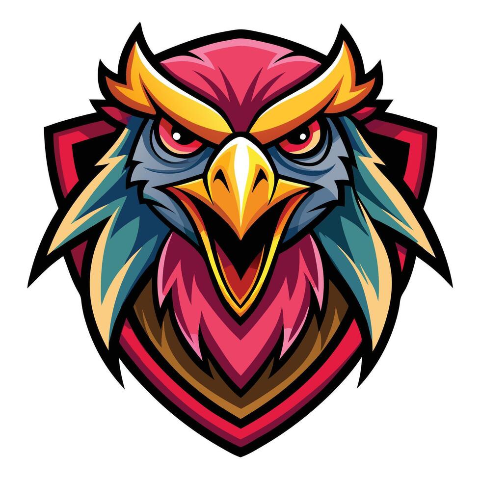 an angry eagle mascot head on a shield vector