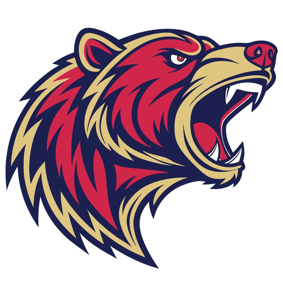 the head of a grizzly bear is shown in a cartoon style vector