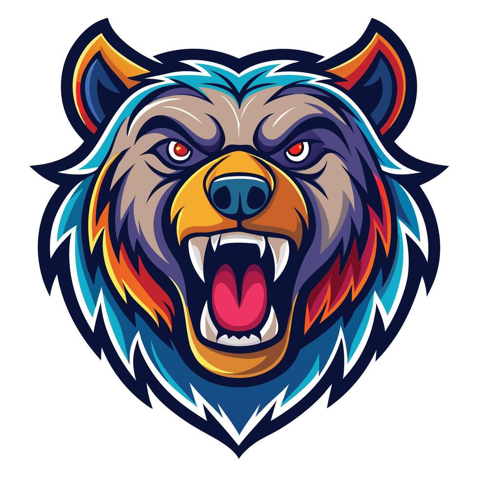 the head of a bear with its mouth open vector