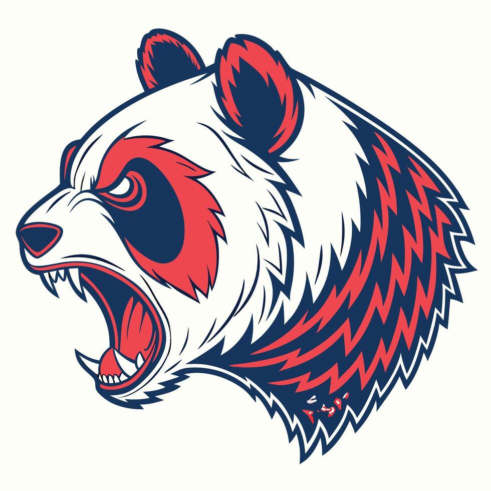 the head of a panda bear with its mouth open vector