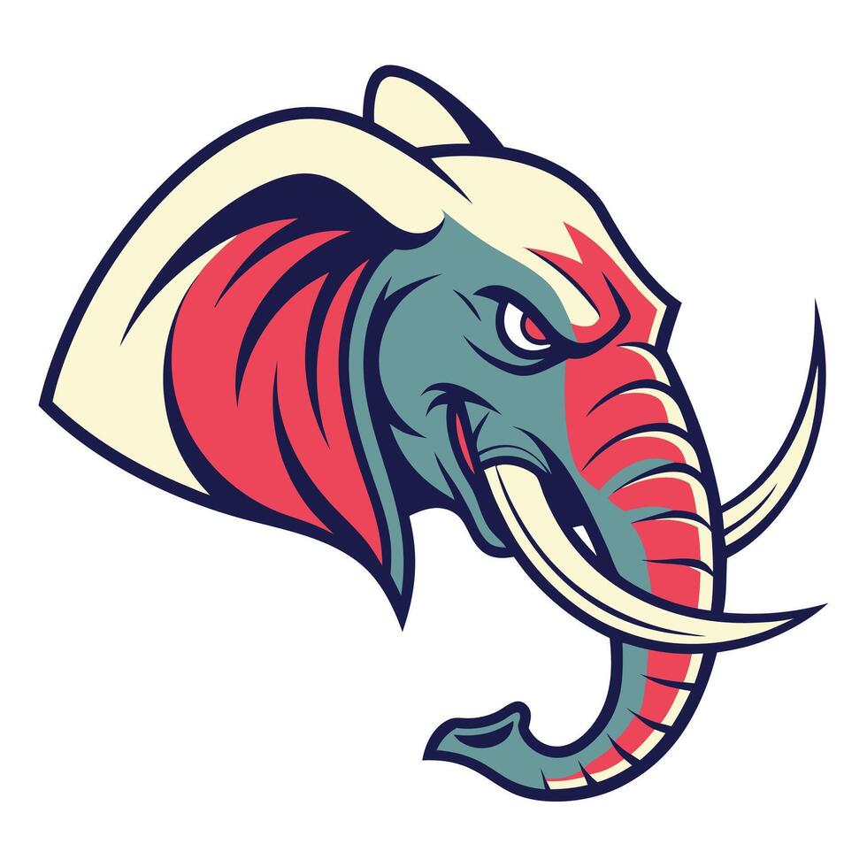 an elephant head with a long tusk vector