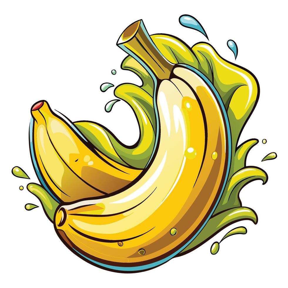 banana with splash illustration vector