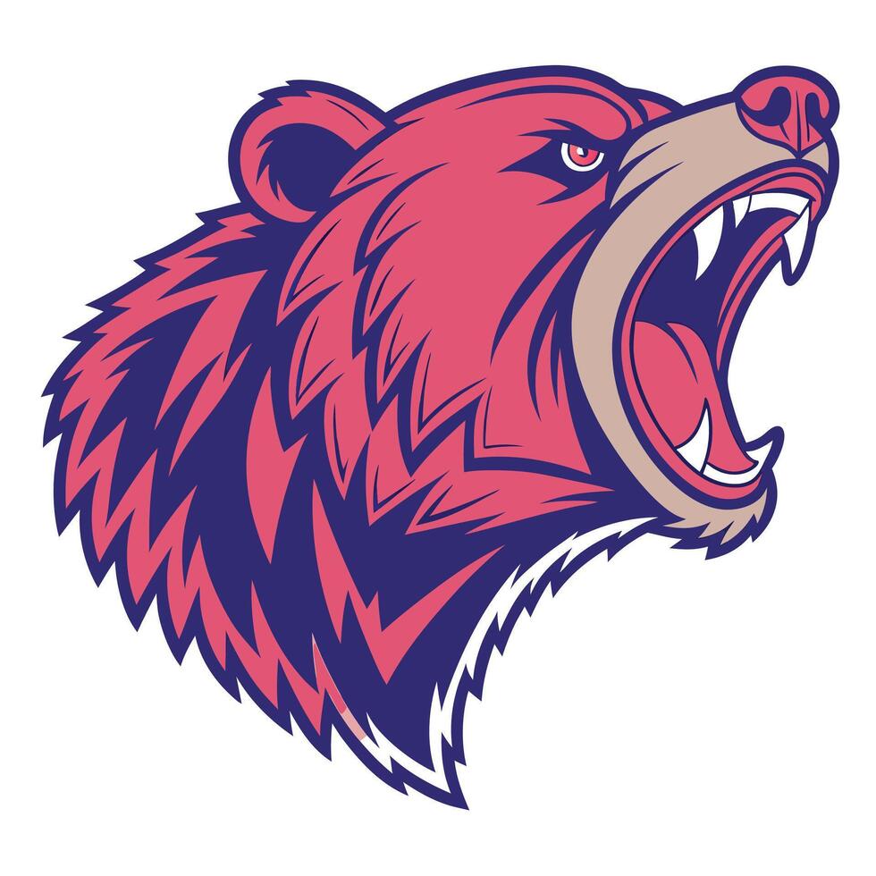 a bear head with its mouth open vector