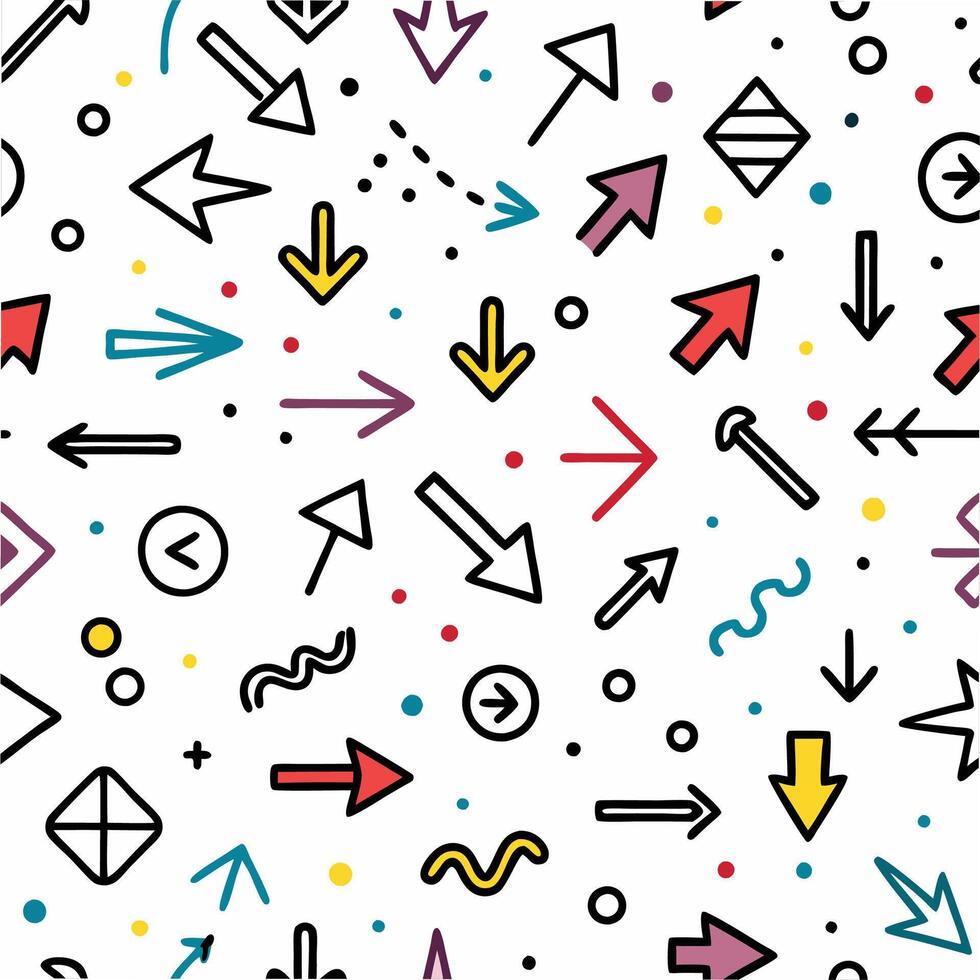 a colorful pattern with arrows and other symbols vector