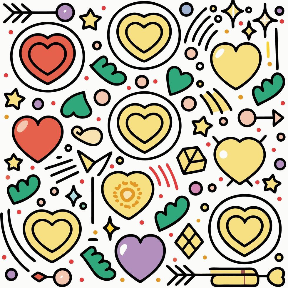 a colorful pattern with hearts and arrows vector