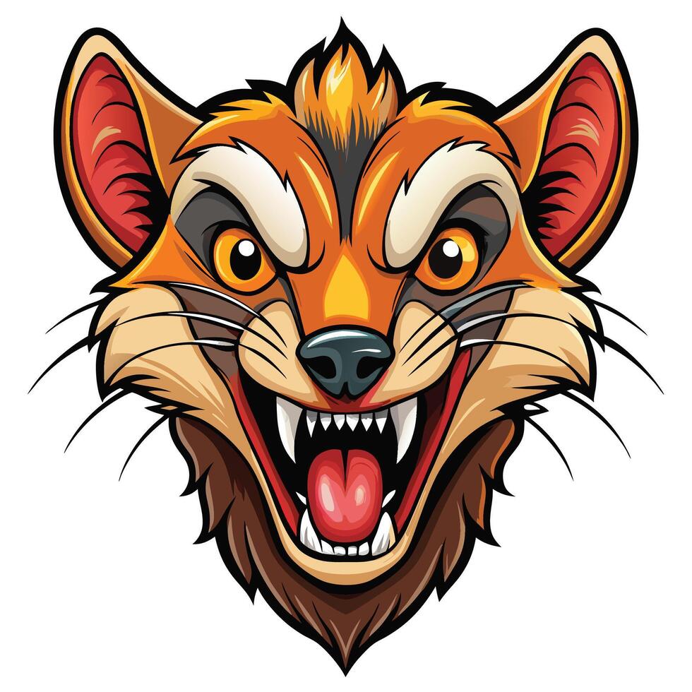 a cartoon head of a raccoon with its mouth open vector