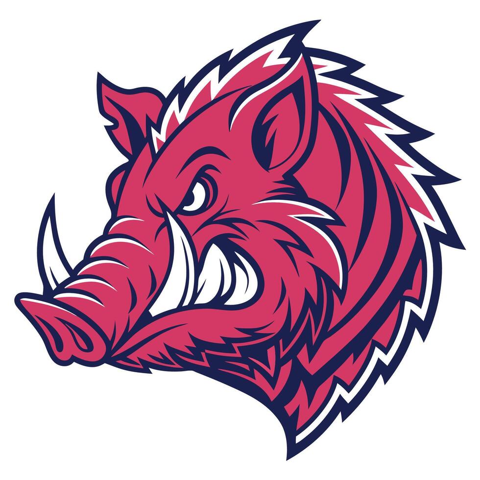 the head of a wild boar is shown in this illustration vector