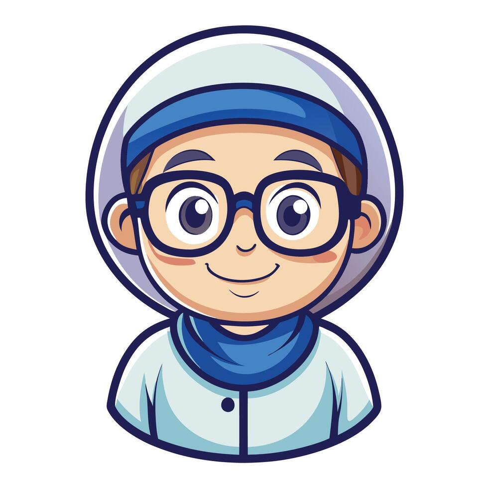 a cartoon character wearing glasses and a cap vector