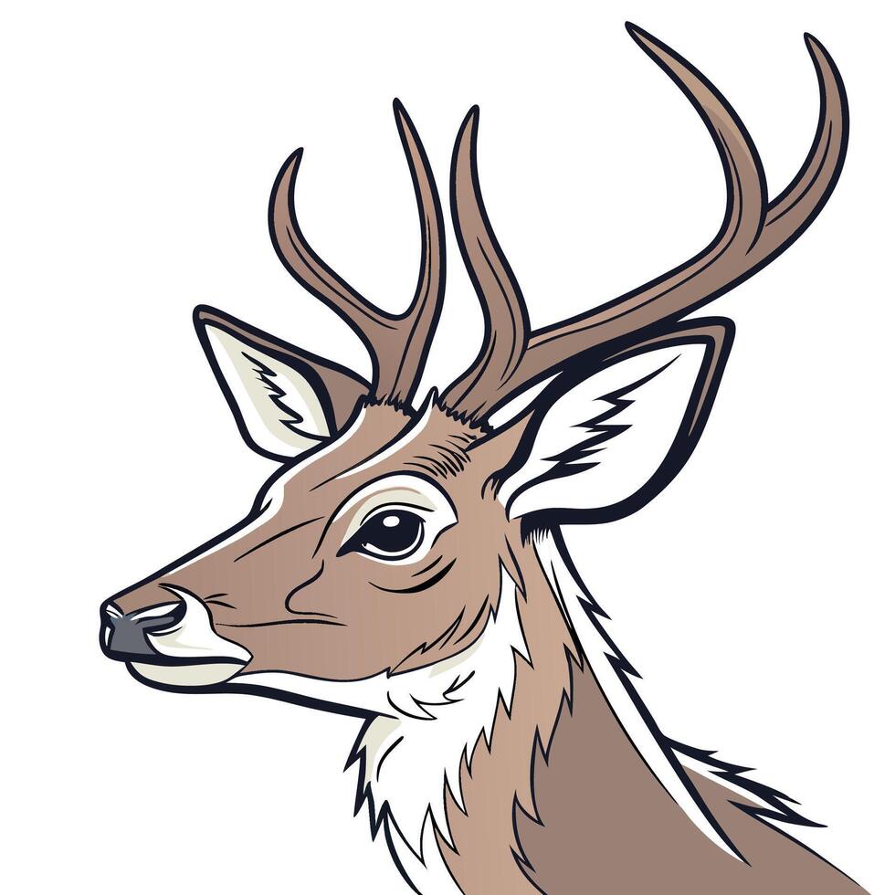 a deer head with horns and antlers vector