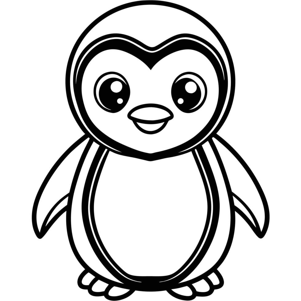 penguin coloring pages for kids vector