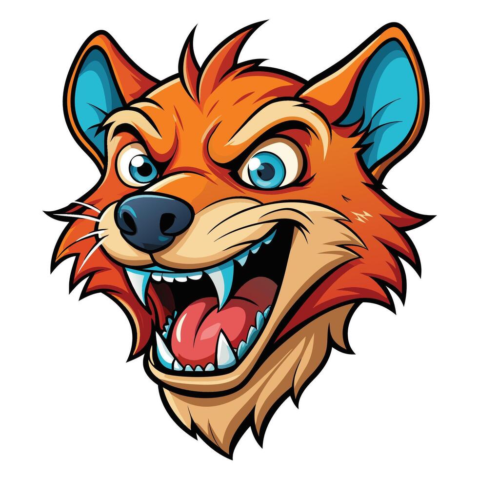 a cartoon fox head with its mouth open vector