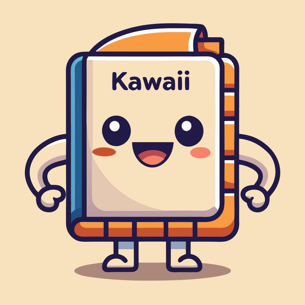 kawaii book character with arms and legs vector
