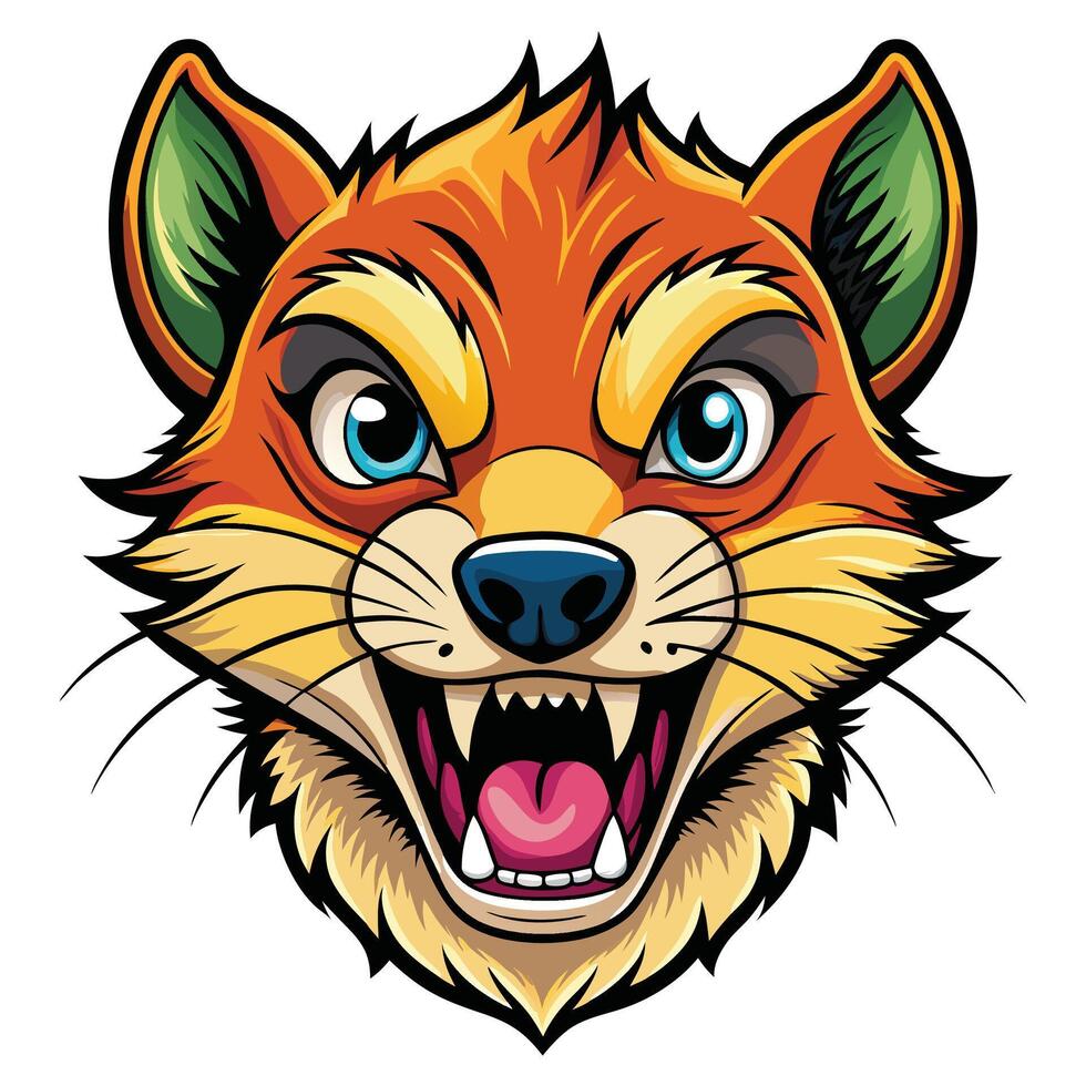a cartoon fox head with open mouth vector