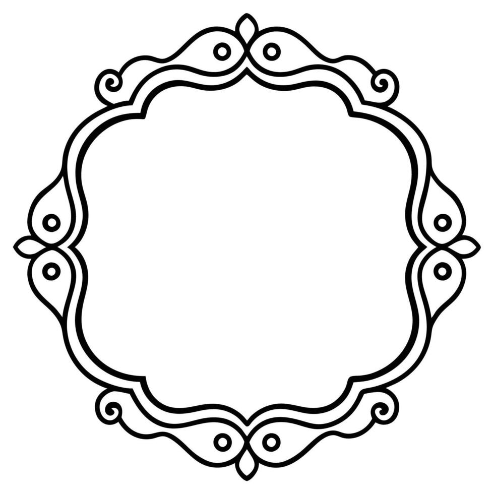 a black and white drawing of a frame with a decorative border vector