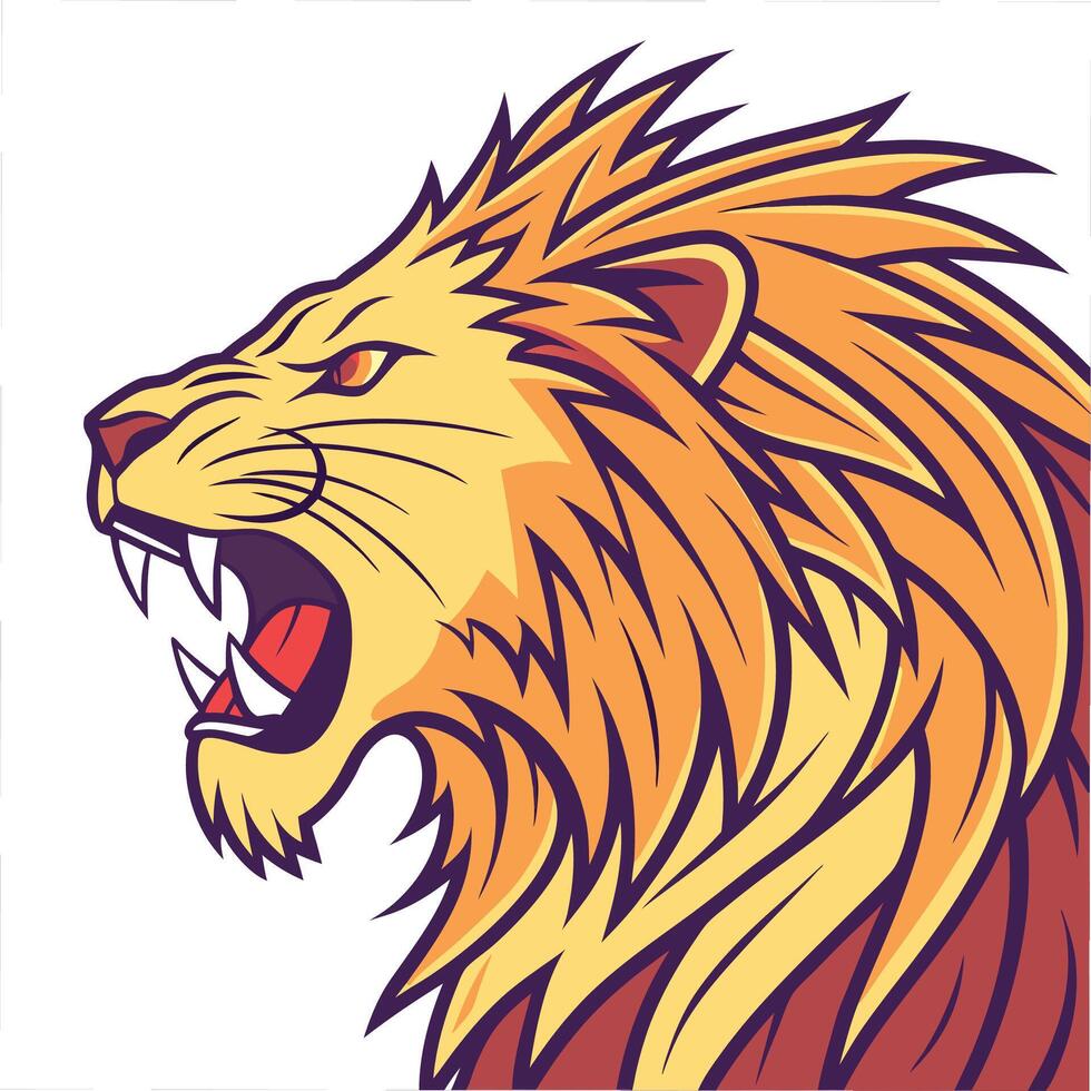 lion head with open mouth on a white background vector