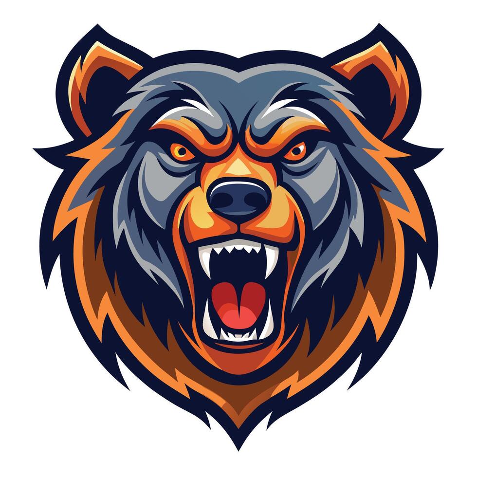 the head of a bear with an open mouth vector