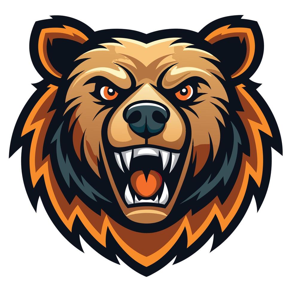 the head of a bear with an angry expression vector