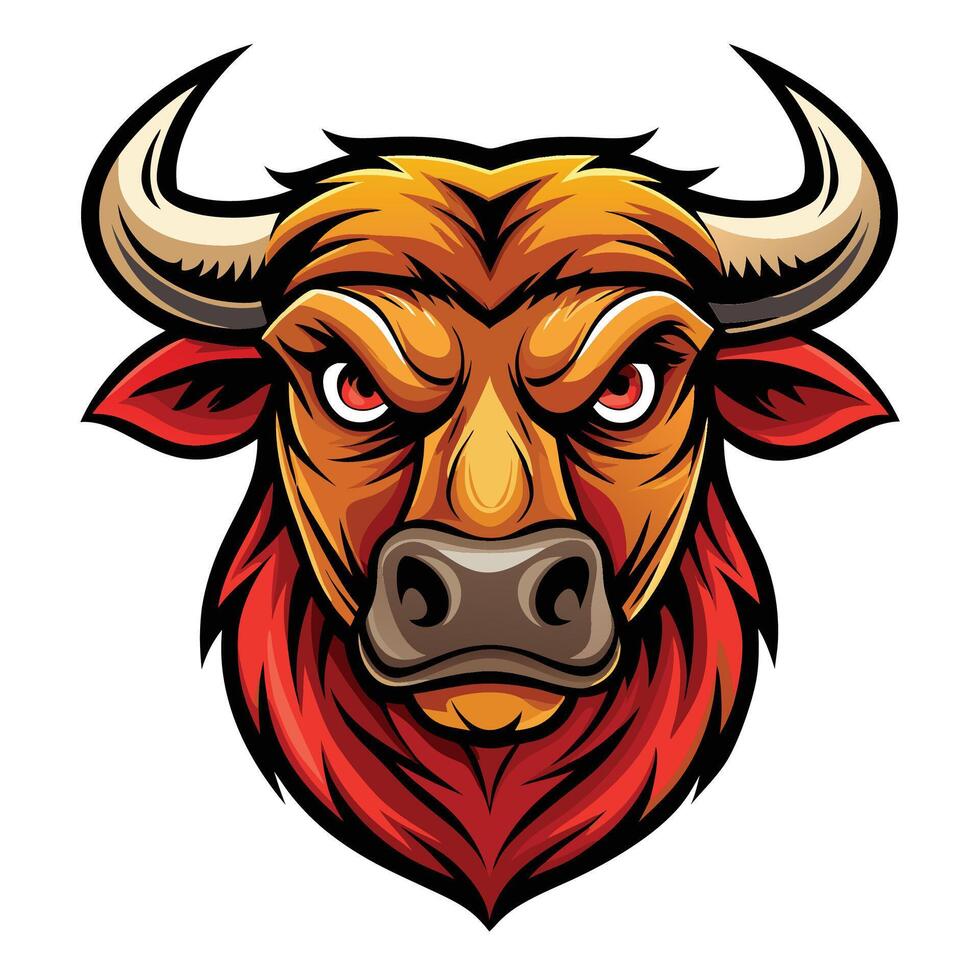an angry bull head with horns on a white background vector
