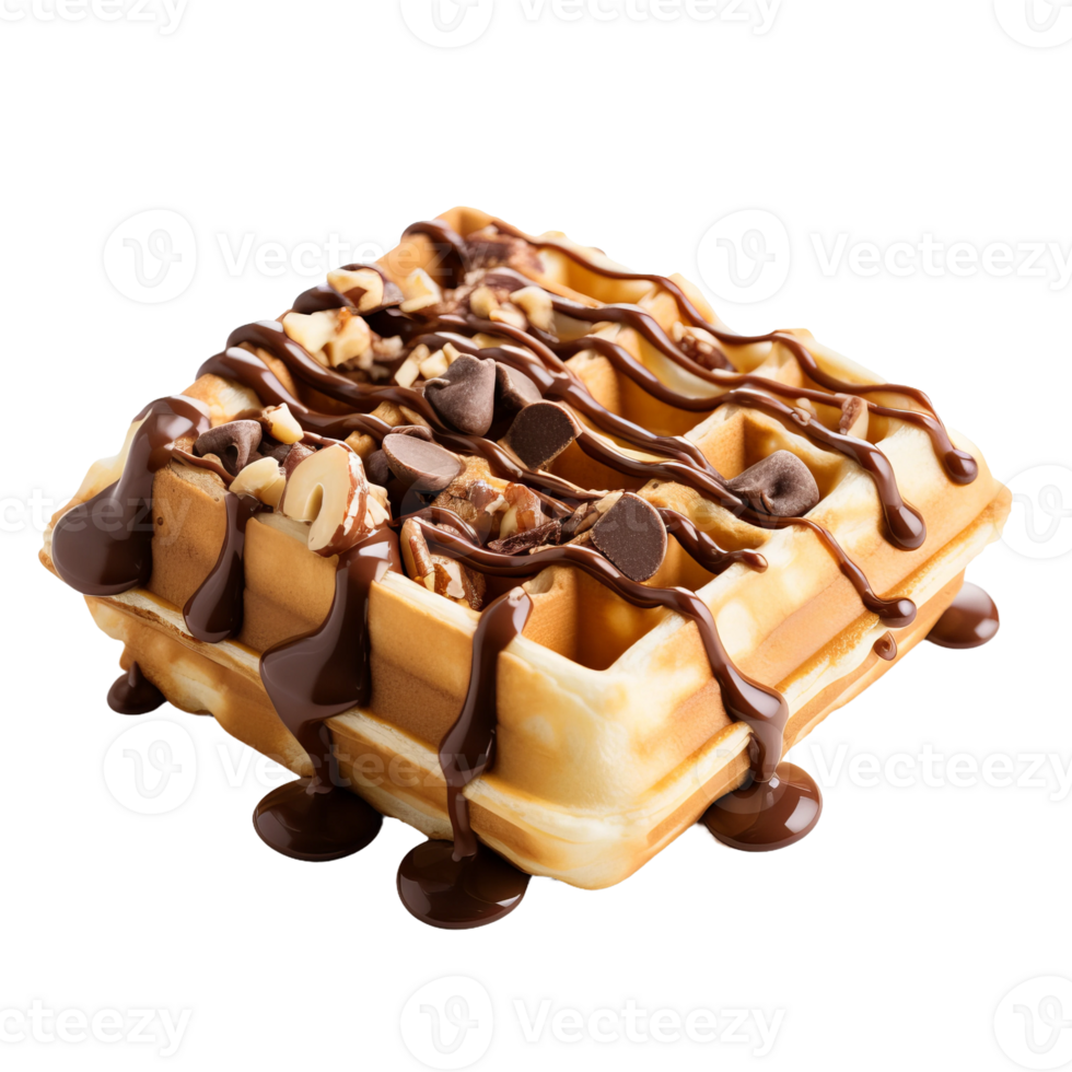 Delicious Chocolate Peanut Butter Banana Waffle Isolated On Transparent Background png