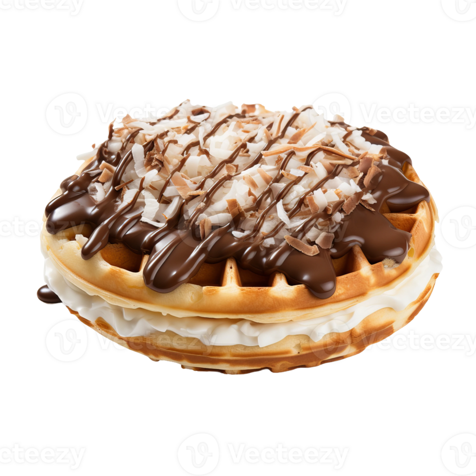 Delicious Chocolate Hazelnut Waffle Isolated On Transparent Background png
