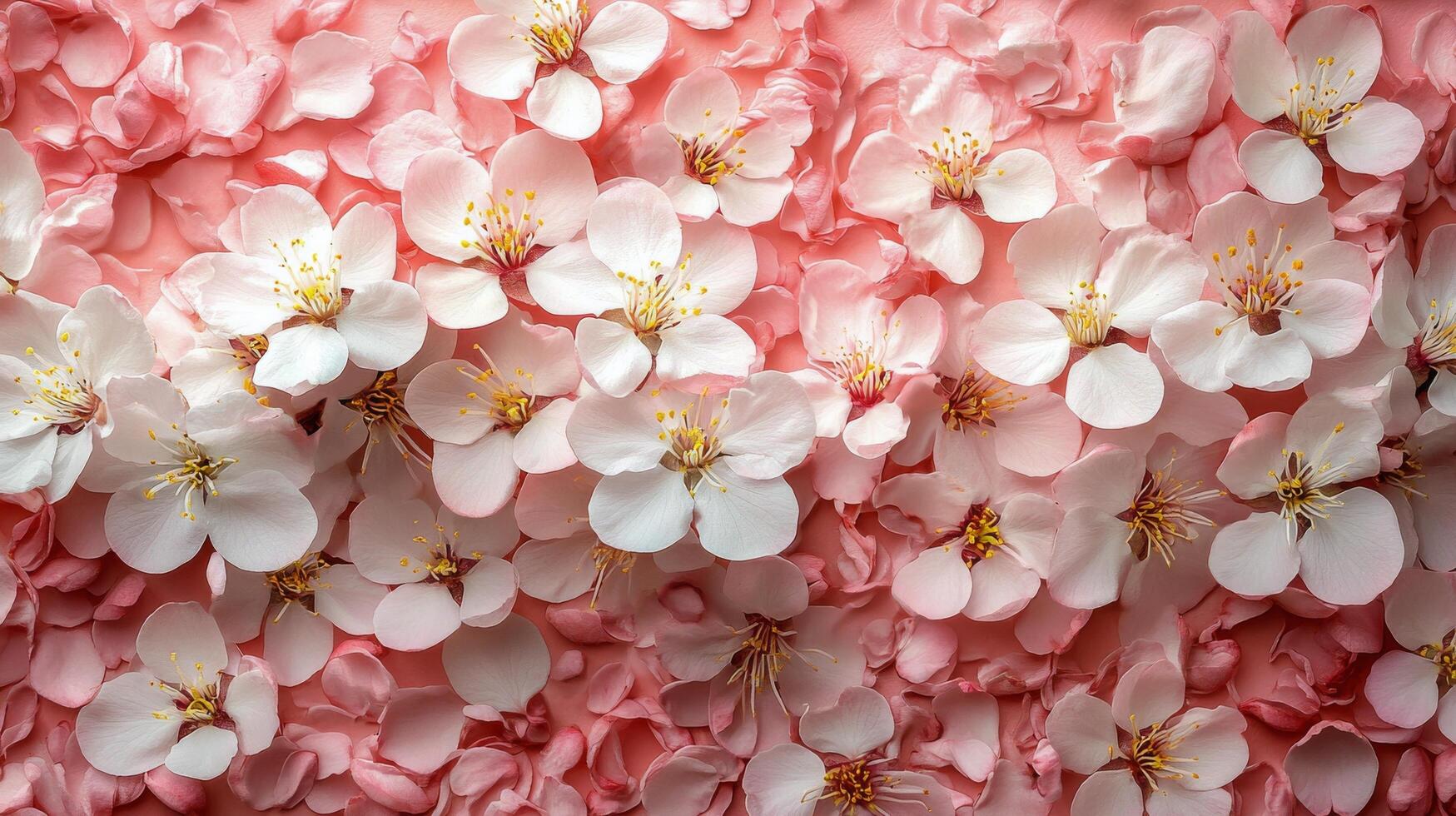 Delicate white blossoms arranged on a soft pink background showcasing spring beauty photo